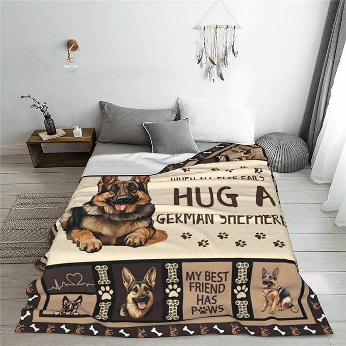 German Shepherd Blanket German Shepard Throw Blanket Cozy Fleece Flannel Bedding German Shepherd Stuff Gifts for Women Men Boys Girls Lover Adults Plush for Couch Sofa Bed Decor 80"X60"