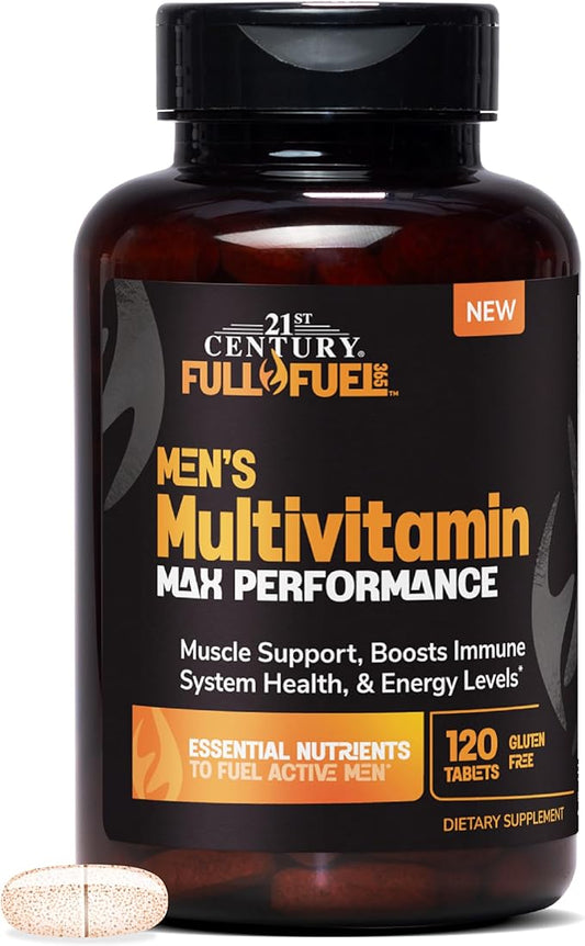 21st Century Full Fuel 365 Active Men’s Multivitamin, 120 Tablets, Daily Vitamins and Minerals for Energy, Muscle Support, Immune Health, No Gluten