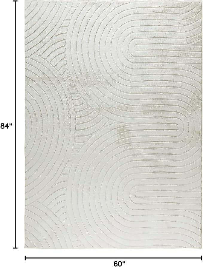 Washable Area Rugs 5x7 Rugs for Living Room Light Beige Faux Rabbit Fur Rug for Bedroom Faux Sheepskin Rug Teen Room Home Décor(Light Beige, 5x7)…