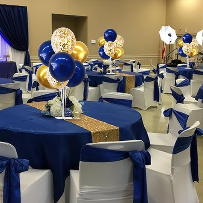 TONIFUL 4 Set Navy Blue Gold Balloon Centerpieces for Table,Balloons Stand Kit for Graduation Decorations 2026 Class of 2026 Party Decorations,New Year,Anniversary,Homecoming,Birthday Decoration