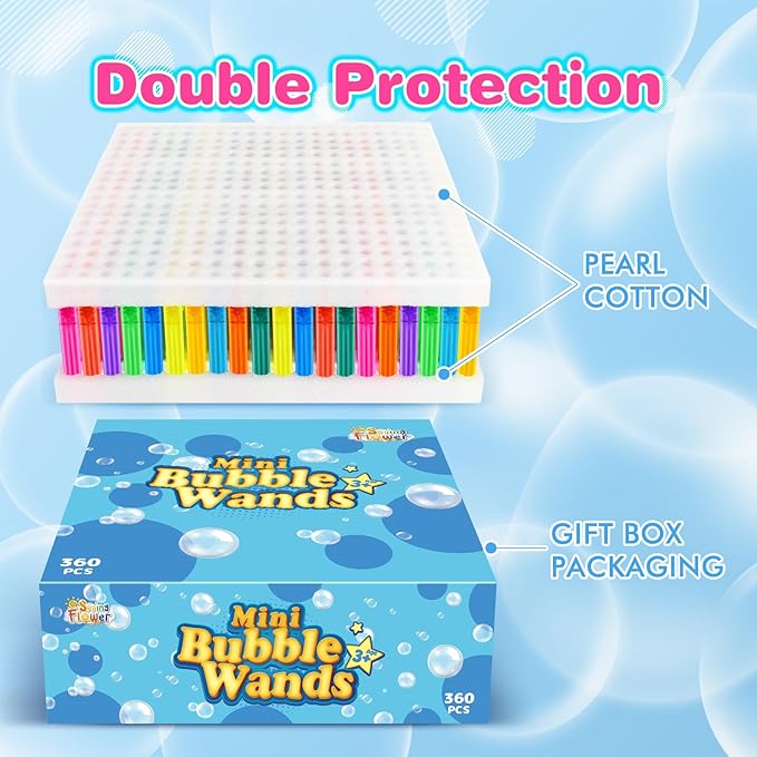 360 Pieces Mini Bubble Wands, Party Favors Assortment Toys for Kids,Themed Birthday, Halloween, Goodie Bags, Carnival Prizes, Wedding, Bubble Maker Outdoor Gifts for Girls & Boys