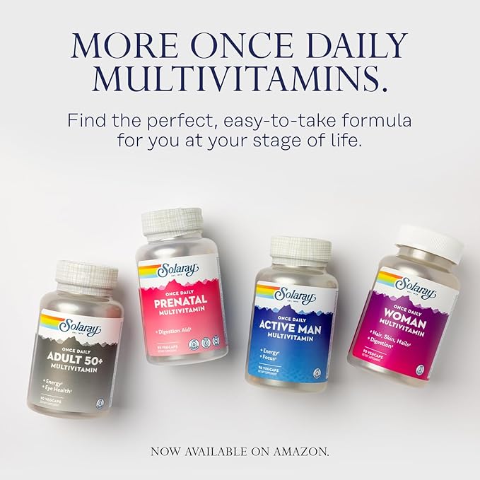 SOLARAY Once Daily High Energy Multivitamin for Women and Men - Energy Supplements - Immune Support w/Vitamin C, A, D and E, Vitamin B Complex, Trace Minerals, 60-Day Guarantee, 200 Serv, 200 VegCaps