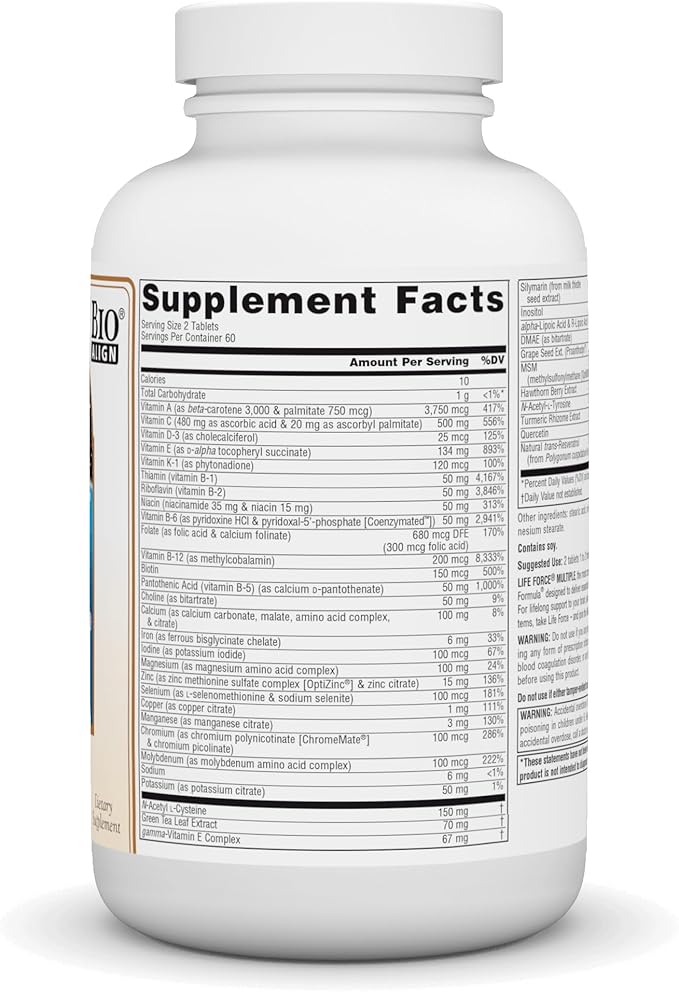 Source Naturals Life Force Multiple Daily Multivitamin High Potency Essential Vitamins, Minerals, Antioxidants & Nutrients - Energy & Immune Boost - 120 Tablets