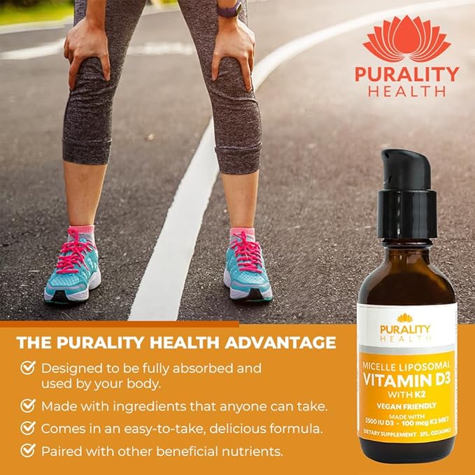 Vitamin D3 with K2 Liquid Supplement, Vegan, Micelle Liposomal Enhanced Absorption, Non-GMO, 30 Day Supply