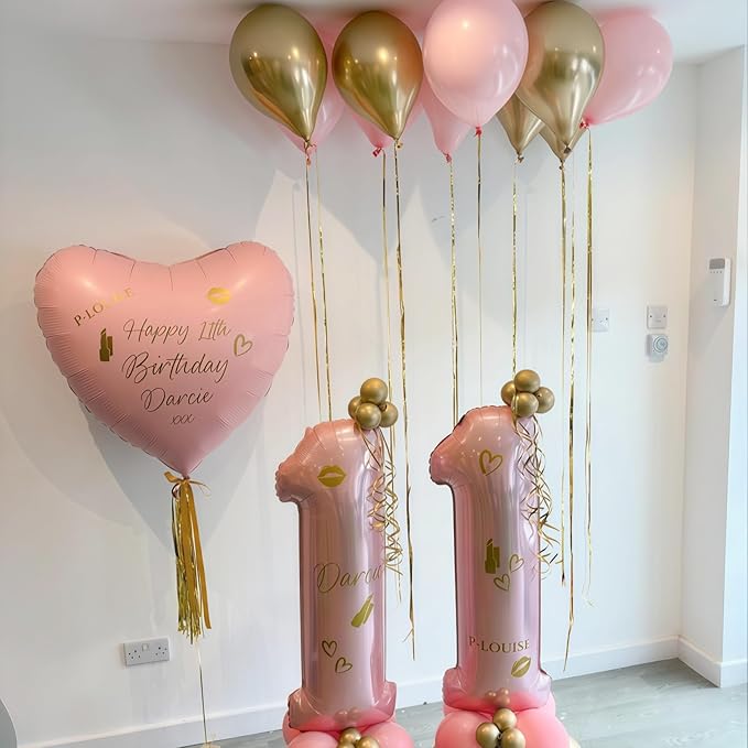 11 Balloon Number Birthday, Giant Light Pink Number 1 & 1 Helium Foil Balloon for Girls 11th Birthday, Pastel Pink 40'' Self Inflating Mylar 11 Balloon for Women Anniversary Party Decorations Supplies