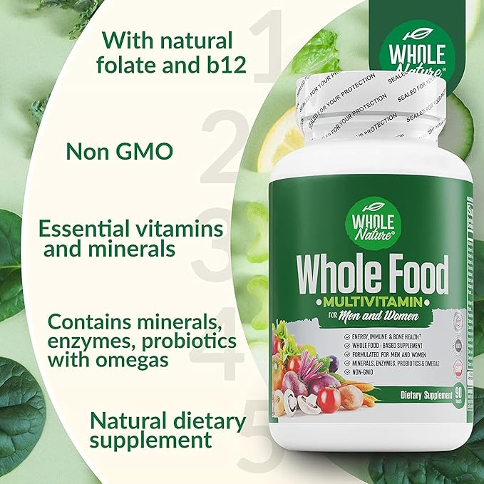 Whole Food Multivitamin for Men and Women Complete Daily Superfood Vitamins Plus Minerals Digestive Enzymes, Probiotics and Omegas. Plant Based Multi Vitamin, Non GMO (3)