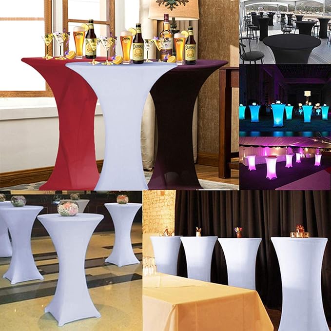 RELIANCER 1 Pack Cocktail Table Covers,36"x43" Fitted Spandex Tablecloth,Stretch Round Highboy Tables Cover,Elastic High Top Table Cloths for Outdoor Party,Wedding,Bar,Birthday,Banquet,Trade Show