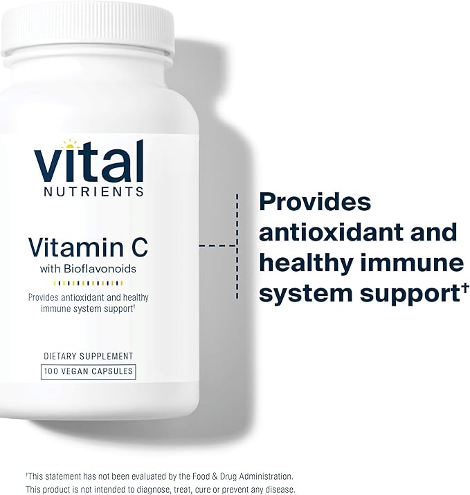 Vital Nutrients Vitamin C with Bioflavonoids | Vegan Supplement for Immune Support* | 1000mg Vitamin C and 500mg Citrus Bioflavonoid | Gluten, Dairy and Soy Free | Non-GMO | 100 Capsules