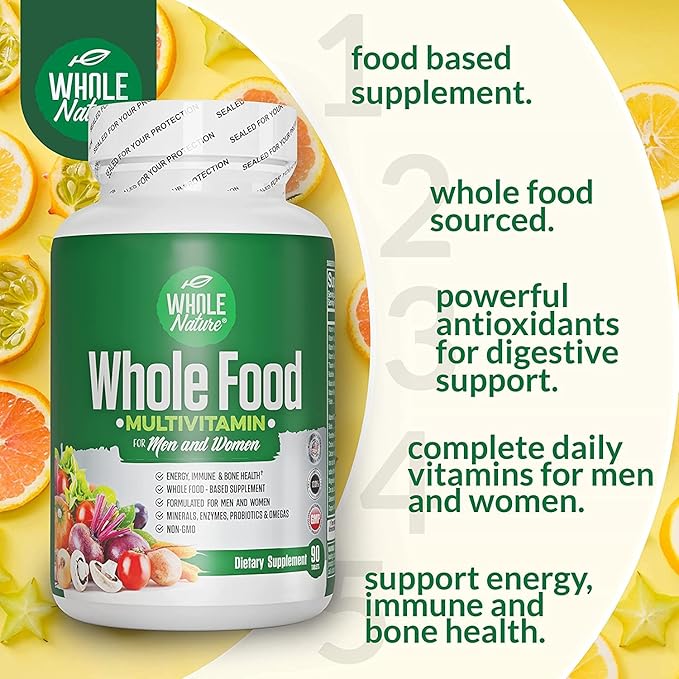 Whole Food Multivitamin for Men and Women Complete Daily Superfood Vitamins Plus Minerals Digestive Enzymes, Probiotics and Omegas. Plant Based Multi Vitamin, Non GMO (2)