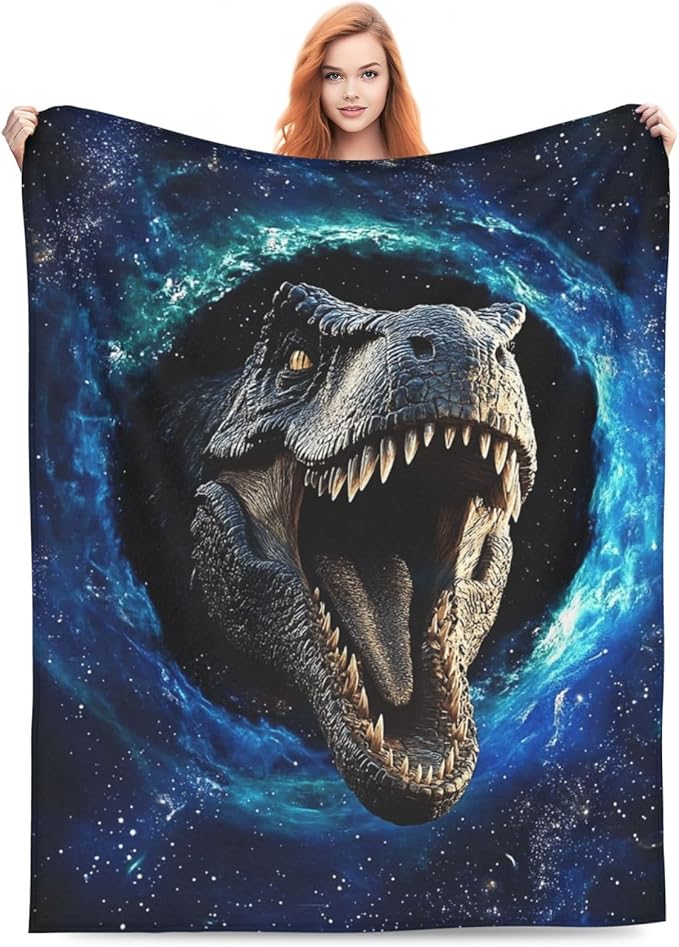 Dinosaur Blanket, Galaxy Space Throw Blankets, Dinosaurs Gifts for Boys Girls Women Men Lover Adult Cozy Fleece Flannel Bedding Stuff Animal Plush for Couch Sofa Bed Decor 80"X60"