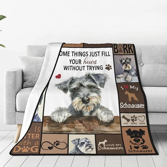Schnauzer Blanket Dog Throw Blanket Fleece Plush Bedding Schnauzer Gifts for Women Men Boys Girls Adults for Couch Sofa Bed Home Decor 80"X60"