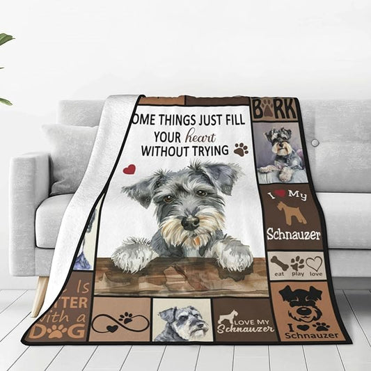 Schnauzer Blanket Dog Throw Blanket Fleece Plush Bedding Schnauzer Gifts for Women Men Boys Girls Adults for Couch Sofa Bed Home Decor 80"X60"