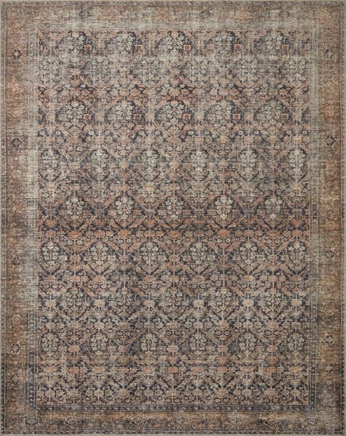 Loloi Amber Lewis Billie Collection, Ink & Salmon 5'-0" x 7'-6" Area Rug – Antique & Distressed Accent Rugs for Living Room, Bedroom, Entryway & Hallway, No Shed High Traffic Area Home Decor Rug