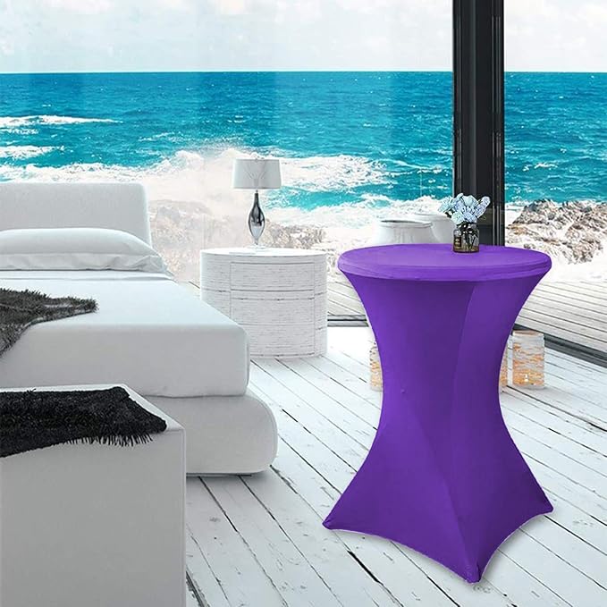RELIANCER 2 Pack Cocktail Table Covers,30"x42" Fitted Spandex Tablecloth,Stretch Round Highboy Tables Cover,Elastic High Top Table Cloths for Outdoor Party,Wedding,Bar,Birthday,Banquet,Trade Show