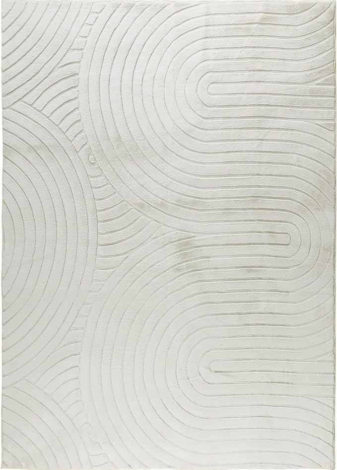 Washable Area Rugs 5x7 Rugs for Living Room Light Beige Faux Rabbit Fur Rug for Bedroom Faux Sheepskin Rug Teen Room Home Décor(Light Beige, 5x7)…