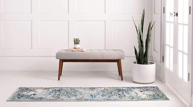 Unique Loom Medici Collection Traditional Medallion Floral Vintage Blue Runner Rug (2' 7 x 10' 0)