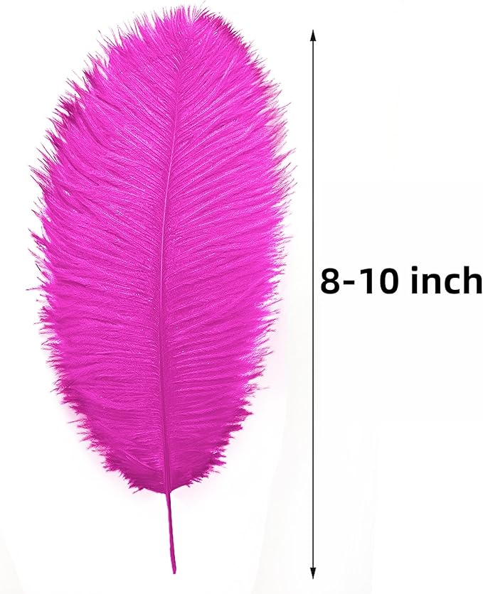 Ballinger Fuchsia Large Ostrich Feathers - 24pcs 8-10inch Hot Pink Feathers for Party Centerpieces, Flower Arrangement and Home Decor