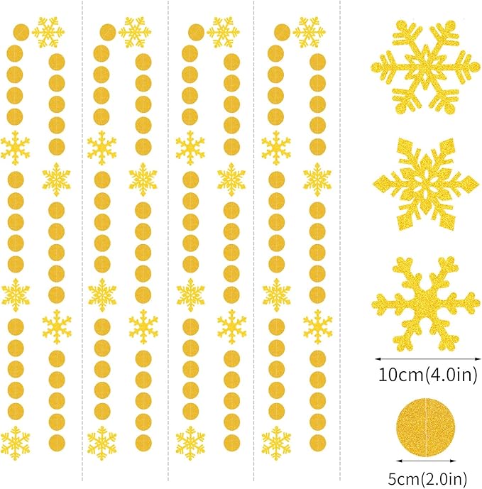 Snowflake Snow Gold Christmas Party-Decorations Garland - 61Ft Winter Wonderland Frozen Hanging Paper Streamers Banner,Birthday New Year Supplies Decor Ouruola