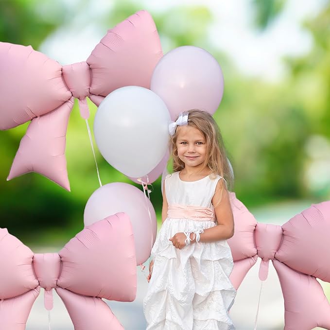 FBQ 3 Pcs Giant Pink Bow Foil Balloons Bow Themed Birthday Party Bachelorette Party Girls Boy Party Decorations