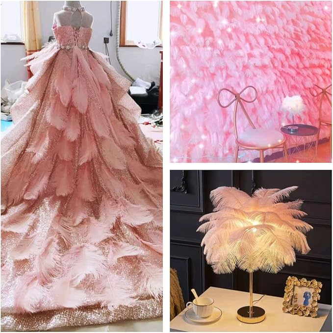 Ballinger Lotus Pink Ostrich Feathers - 24Pcs 12-14inch Large Feathers Bulk for Vase,Party Centerpieces,Wedding and Home Decor