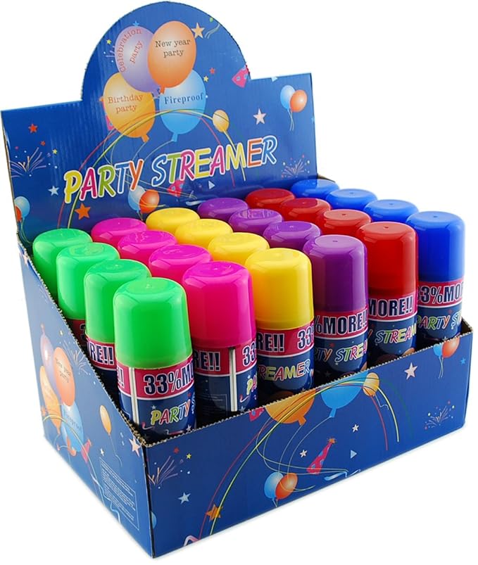 96 Pack of Party Streamer Spray String in a Can Children's Kid's Party Supplies, Perfect for Events