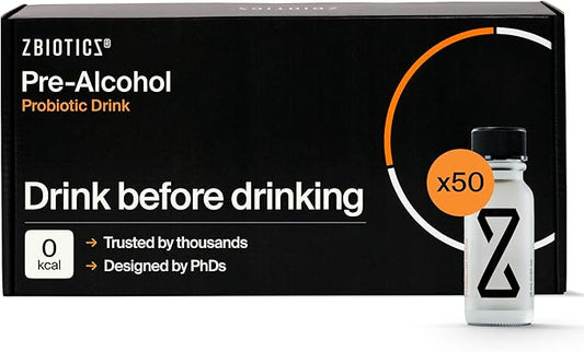 ZBiotics — Feel Better After Drinking, Wake Up Refreshed, Science-Backed, Patented Probiotic for Easier Mornings, Travel-Friendly, 50-Pack of 0.5 Fl Oz Bottles (50 Pack)