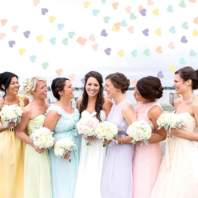 Pastel Rainbow Birthday Party-Decorations Streamers - 52FT Yellow Blue Mint Pink Purple Hanging Heart Garland Banner,Baby Bridal Shower Bachelorette Engagement Backdrop Decor Hugtmr