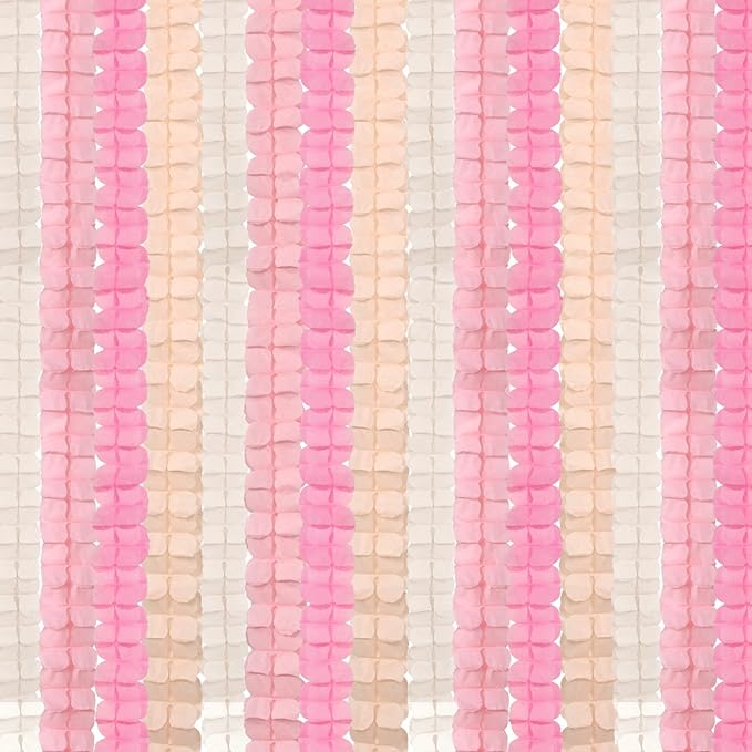 Pink-White Peach Party-Decorations Streamers Garland - 157Ft Four-Leaf Clover Hanging Banner,Wedding Girl Birthday Baby Bridal Shower Engagement Bachelorette Decor Hugtmr