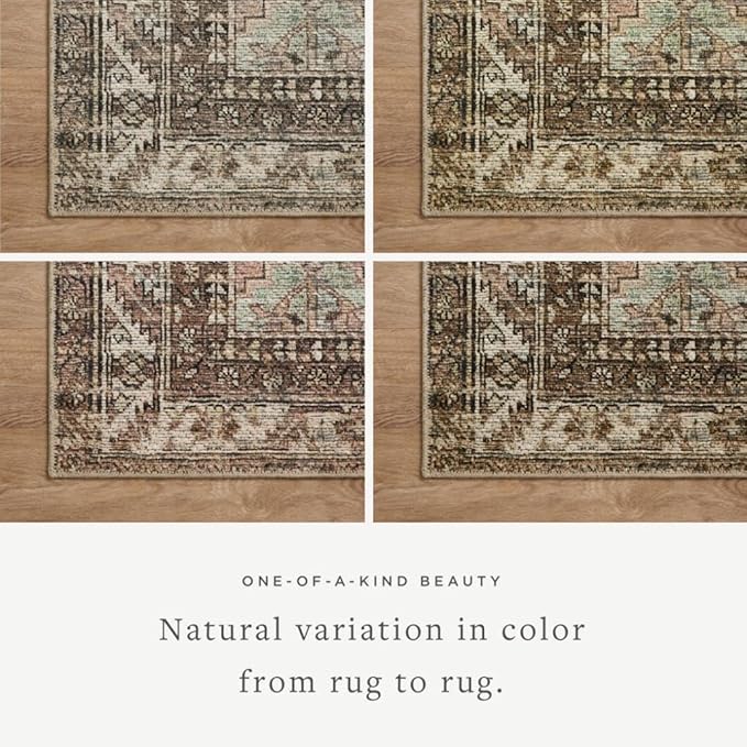 Loloi Amber Lewis Billie Collection, Clay & Sage 10'-0" x 14'-0" Area Rug – Antique & Distressed Accent Rugs for Living Room, Bedroom, Entryway & Hallway, No Shed High Traffic Area Home Decor Rug