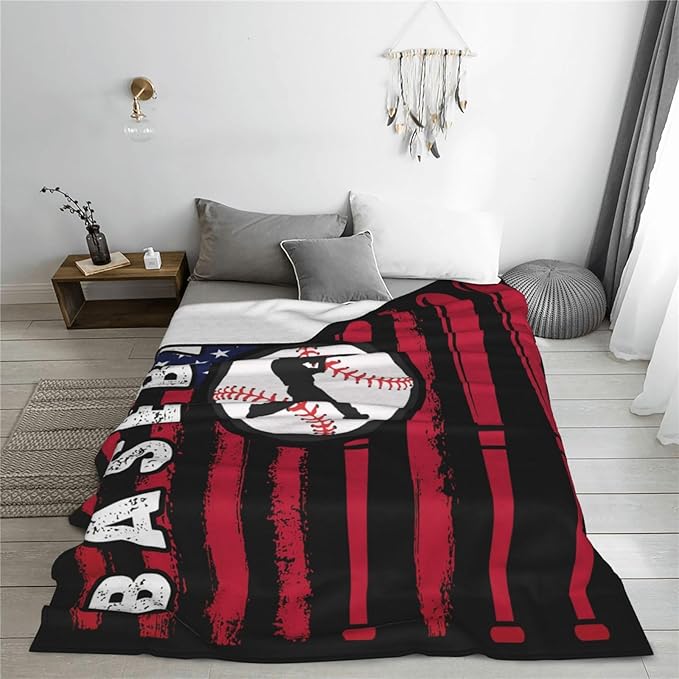 Baseball Blanket, Sports Throw Blankets, Baseball Gifts for Boys Girls Men Women Lover Adult Cozy Fleece Flannel Bedding Stuff Plush for Couch Sofa Bed Decor 60"X50"