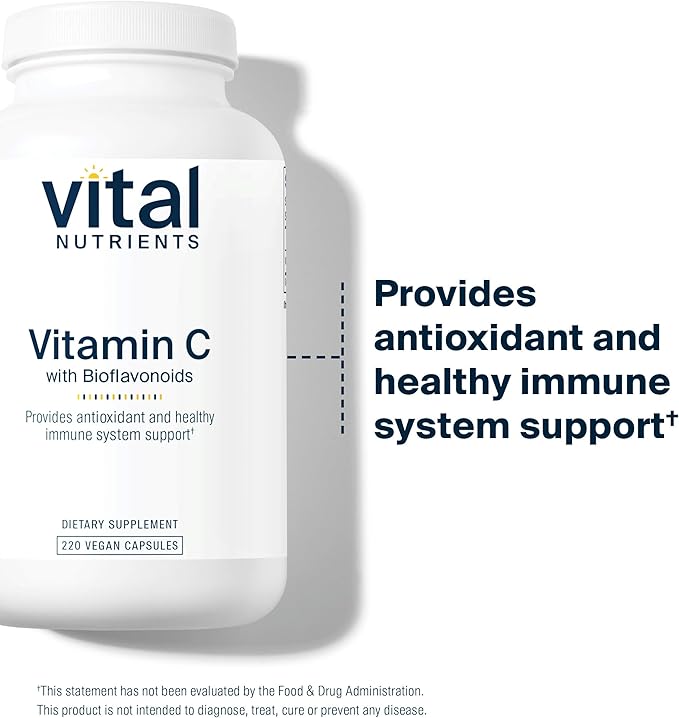 Vital Nutrients Vitamin C with Bioflavonoids | Vegan Supplement for Immune Support* | 1000mg Vitamin C and 500mg Citrus Bioflavonoid | Gluten, Dairy and Soy Free | Non-GMO | 220 Capsules