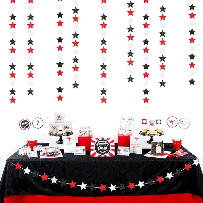 Black White-Red Birthday Party-Decorations Garland - 62FT Twinkle Little Star Graduation Hanging Streamers Banner,Wedding Baby Shower Backdrop, Vampire Classroom Decor Supplies Hugtmr