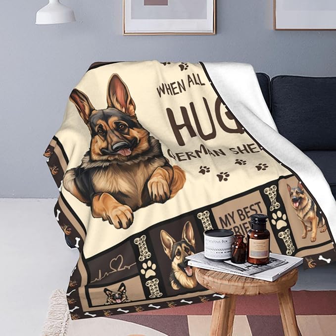 German Shepherd Blanket German Shepard Throw Blanket Cozy Fleece Flannel Bedding German Shepherd Stuff Gifts for Women Men Boys Girls Lover Adults Plush for Couch Sofa Bed Decor 60"X50"