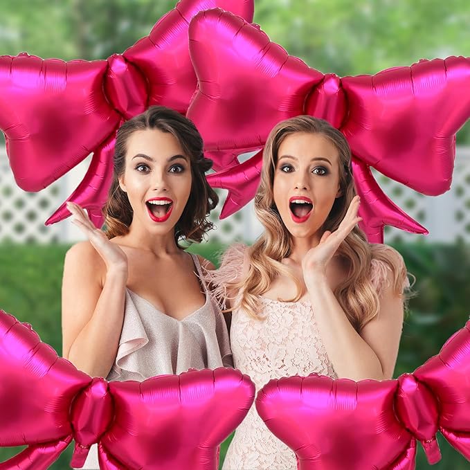 FBQ 6 Pcs Bow Balloons Matte Rose Bow Theme Birthday Party Girl Party Wedding Decorations Supplies