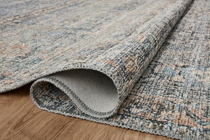 Loloi Amber Lewis Billie Collection BIL-05 Denim/Blush 2'-6" x 9'-6", 0.19" Thick Runner Rug