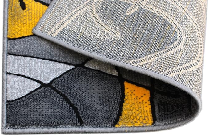 Masada Rugs, Modern Contemporary Area Rug, Yellow Grey Black (2 Feet X 3 Feet)