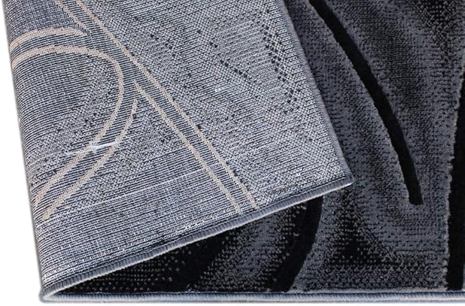 Masada Rugs, Modern Contemporary Area Rug, Orange Grey Black (5 Feet X 7 Feet)