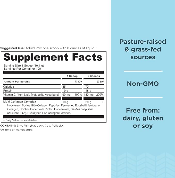 Ancient Nutrition Collagen Peptides Powder, Multi Collagen Protein, Women & Men, Vitamin C, Probiotics, Hydrolyzed Collagen, Supports Skin, Joints, Gut Health, Unflavored, 100 Servings