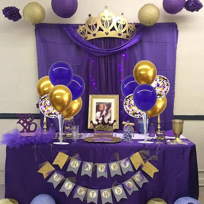 TONIFUL Purple Gold Balloon Centerpieces for Table,Balloon Stand Kit for Graduation Decoration 2025 Class of 2025 Party Decorations,New Year,Anniversary,Birthday Decorations (4 Set)