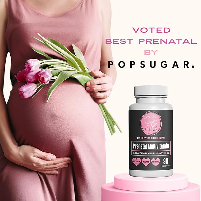 VITA-PCOS Prenatal Vitamins for Women – Multivitamins with Folic Acid, Iron, Choline & More – Essential Nutrients for Preconception, Pregnancy, and Baby’s Development – 90 Capsules, 1 Month Supply