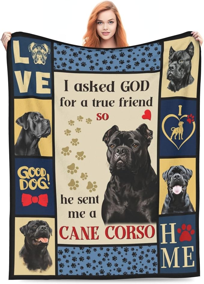 Cane Corso Gifts Blanket, Dog Throw Blankets, Cane Corso Gift for Boys Girls Men Women Lover Adult Cozy Fleece Flannel Bedding Stuff Animal Plush for Couch Sofa Bed Decor 60"X50"