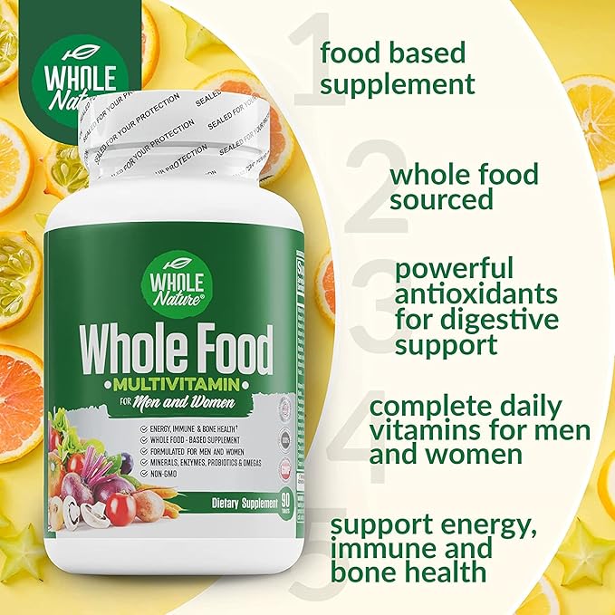 Whole Food Multivitamin for Men and Women Complete Daily Superfood Vitamins Plus Minerals Digestive Enzymes, Probiotics and Omegas. Plant Based Multi Vitamin, Non GMO (3)