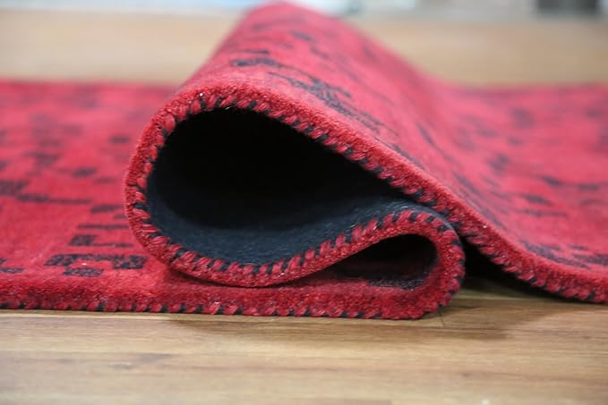 Rug Source Modern Collection, 5x8 Modern Area Rug, Hand Tufted Red Modern Rug, Oriental 100% Wool Carpet for Foyer, Entryway and Hallway