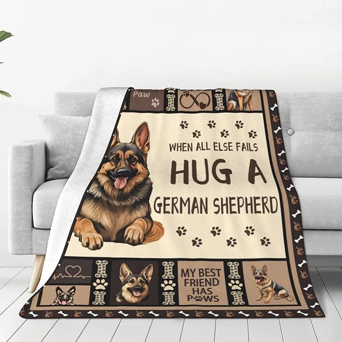 German Shepherd Blanket German Shepard Throw Blanket Cozy Fleece Flannel Bedding German Shepherd Stuff Gifts for Women Men Boys Girls Lover Adults Plush for Couch Sofa Bed Decor 60"X50"