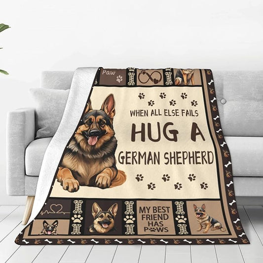 German Shepherd Blanket German Shepard Throw Blanket Cozy Fleece Flannel Bedding German Shepherd Stuff Gifts for Women Men Boys Girls Lover Adults Plush for Couch Sofa Bed Decor 60"X50"