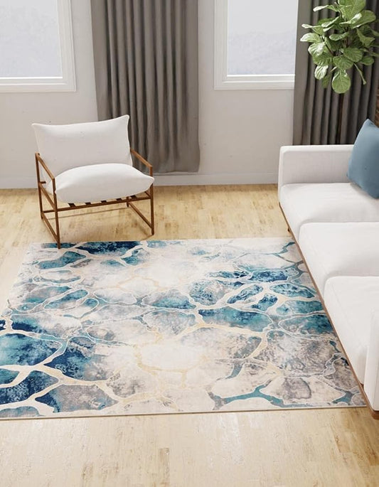 Unique Loom Mystic Collection Area Rug - Fitz Roy (10' Square, Navy Blue/Beige)