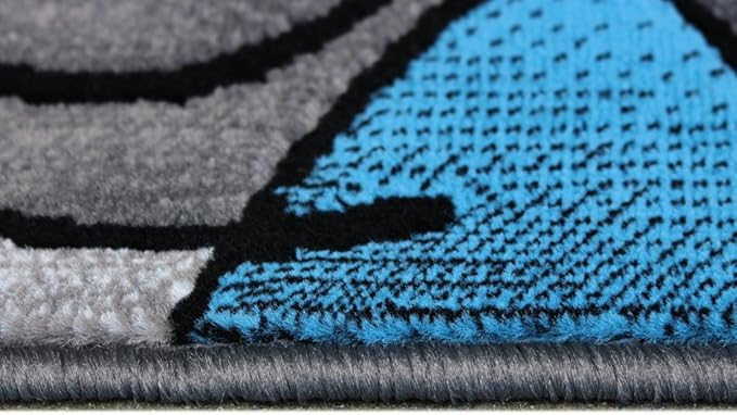 Masada Rugs, Modern Contemporary Area Rug Mat, Blue Grey Black (2 Feet X 3 Feet) Mat