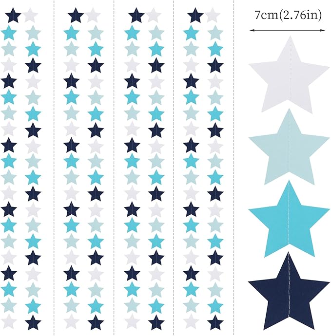 Light-Royal Navy-Blue White Party-Decorations Garland - 62ft Twinkle Little Star Hanging Streamers Banner,Bachelorette Bridal Wedding Birthday Baby Shower Decor Hugtmr