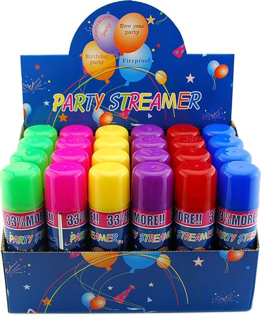 96 Pack of Party Streamer Spray String in a Can Children's Kid's Party Supplies, Perfect for Events