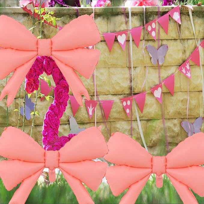 FBQ 3 Pieces Bow Foil Balloon Birthday Party Bow Theme Kids Party Baby Shower Wedding Party Decoration